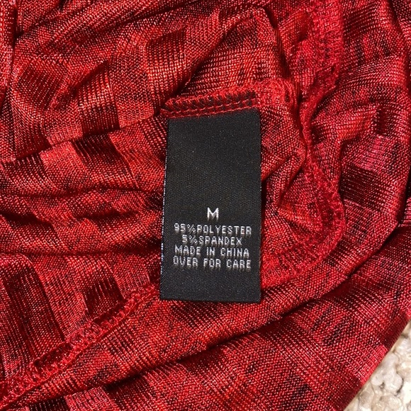 Holiday Top by BCX Puffed Long Sleeve Sz M, Red Black - Picture 5 of 11